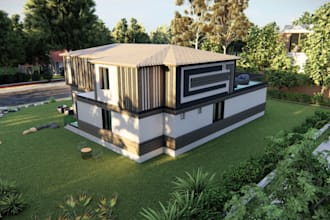 enhance 3d environment render,facade design,landscapes, villa model, vector work