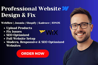 design, webflow, ndis, kadence joomla, ionos, upload shopify product,fix website