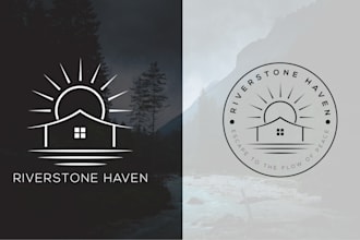 do modern line art text or badge logo design