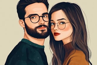 draw cartoon disney couple portrait