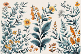 draw botanical and flower one line art illustration