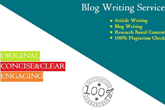write SEO articles, blogs and website content for you