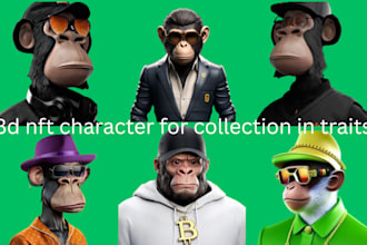 animate 3d nft art cartoon and realistic animal character collection 20k traits