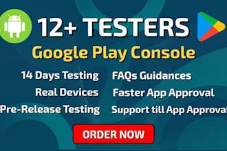 provide 12 real android mobile app close tester for google play console testing