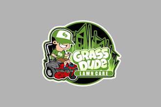 design amazing fun and edgy lawn care logo