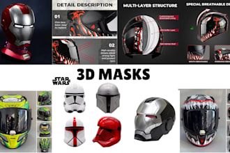 design 3d printable masks, helmets, halloween props, and cosplay weapons