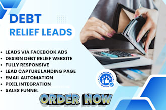 generate debt relief leads debt settlement leads design debt relief landing page