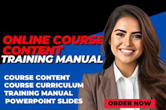 write online course content course curriculum training manual and PPT slides