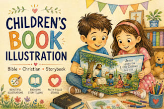 draw bible themed christian children story book illustration children story book