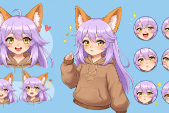 draw custom pngtuber, live2d model, png tuber, rigging pngtuber  in anime style