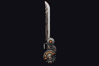 articulate 3d sword, game asset, cosplay, weapon, backsword for game and animate