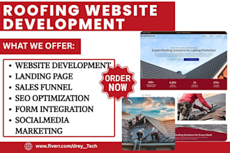 design roofing website construction website pressure washing, hvac roofing leads
