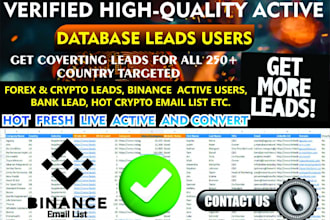 deliver hot forex lead, binance lead, investor lead, bank lead, sales lead