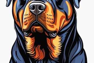 draw any pet illustration , dog , cat , pet portrait , vector art