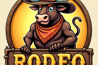 design high quality rodeo mascot logo with express delivery