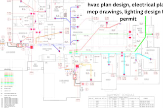 do hvac plan design, electrical plan, mep drawings, lighting design for permit