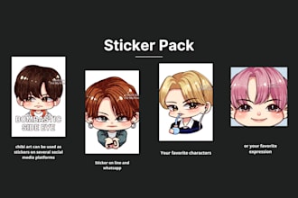 chibi illustration sticker pack cute