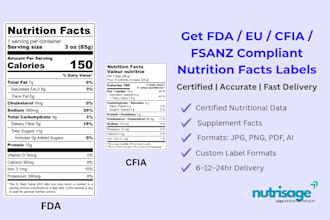 create fda cfia eu and fsanz nutrition facts label