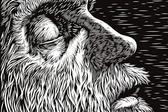 draw vintage mascot in linocut style for your brand