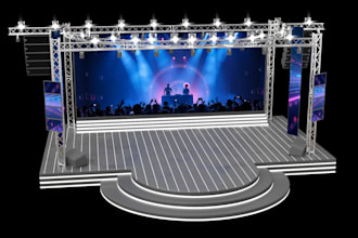 do 3d stage booth, exhibition, 3d event floorplan, trade booth design