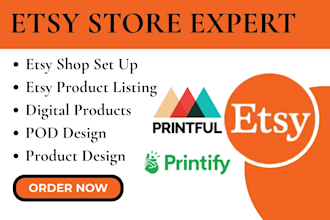 set up your etsy shop esty product design listing print on demand