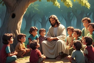 create christian children book illustration, bible illustration, KDP