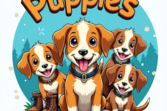 design high quality adventurous puppies mascot logo with fastest delivery