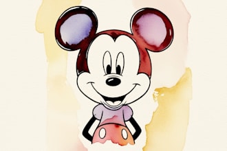 draw a disney watercolor cartoon portrait style