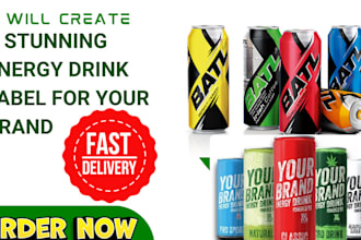 create a stunning energy drink label for your brand