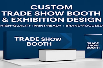 design eye catching trade show booth, backdrop, exhibition stand and banner