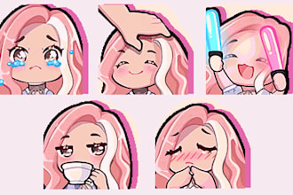 draw cute chibi emotes, sub badges, animated for twitch, discord vtuber stream