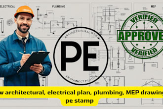 draw architectural, electrical plan, plumbing, mep drawings, pe stamp