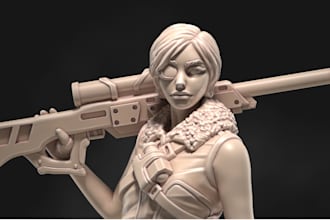 sculpt 3d miniature, dnd tabletop, anime character, warharmmer 40k, headbust,toy