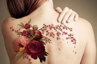 draw a custom watercolor flower tattoo design