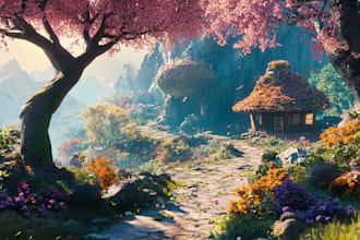 design realistic illustration, environment concept art and landscape architect