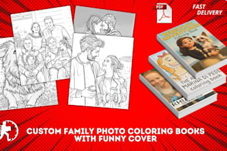 create custom family photo coloring books with cover, personalized digital pages
