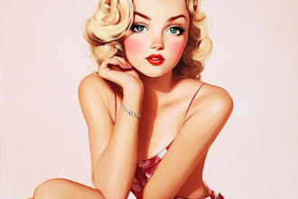 draw a pin up girl and pin up girl illustration