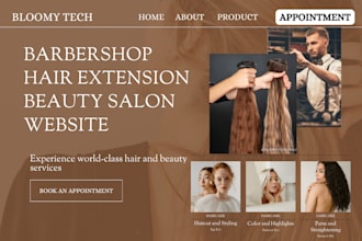 design barbershop hair extension beauty salon website hair website