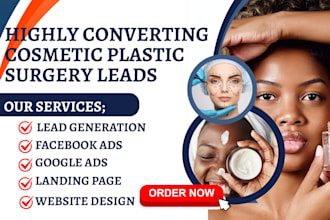 generate cosmetics leads plastic surgery landing page medical skin care website
