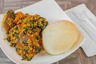 do iyan eba fufu with egunsi and vegetable soup