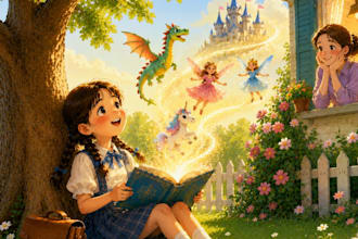 illustrate whimsical watercolor children story book illustration