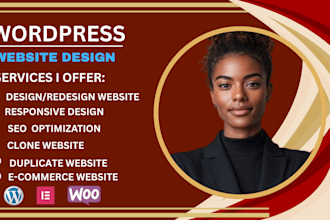 design, revamp wordpress website landing page  rebuild website with element pro
