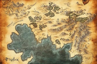 create a fantasy map with parchment style