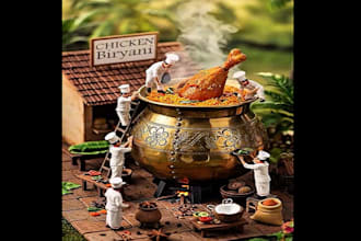 do ai food videography, food photography, food video editing and ai miniature