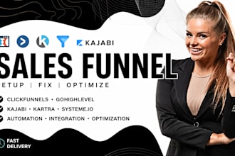 fix or setup sales funnel in clickfunnels gohighlevel kajabi kartra or wordpress