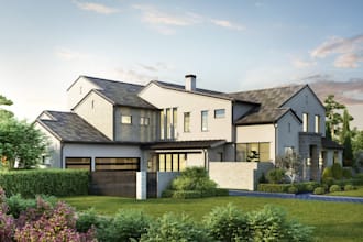 redesign exterior residential house rendering,farm house,apartment,cottage model