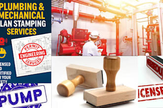 provide licensed pe stamp for fire protection plans for projects, pumping stamps