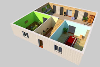 3d rendering images and I will make 3d house model
