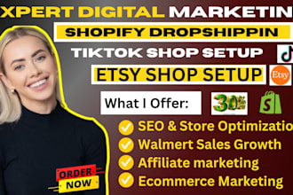 tiktok shop affiliate shopify marketing ecommerce store etsy seo walmert sales