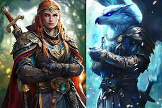 draw dnd party art, pathfinder group, and fantasy characters illustration